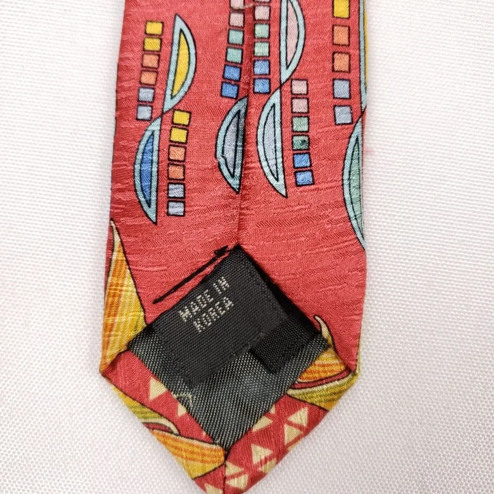 Daniel De Fasson‎ Designer Tie - Abstract Geometric Print Bold Colors Silk Men